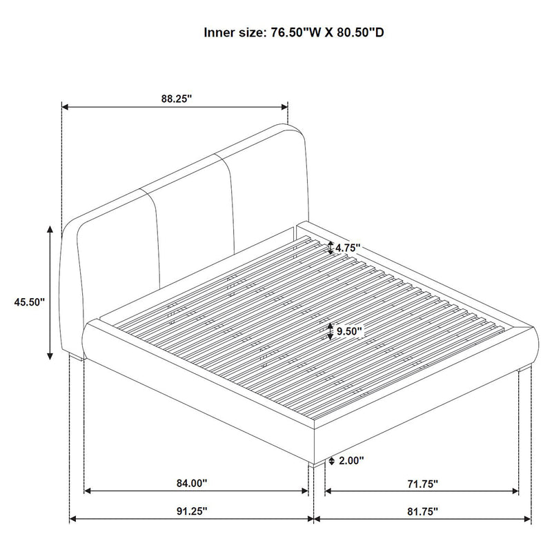 Mokena 46-inch Upholstered Eastern King Platform Bed Taupe