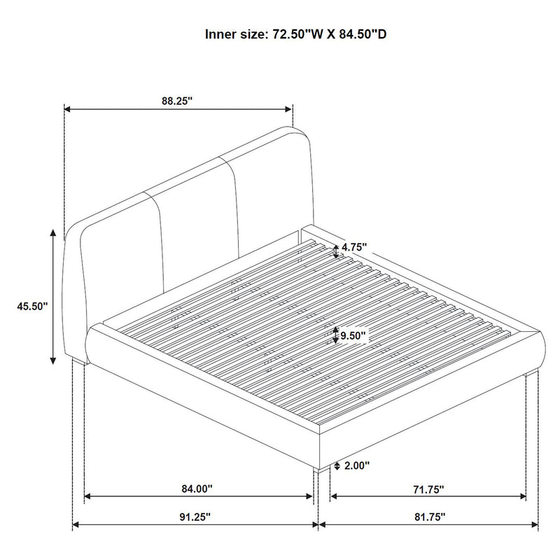 Mokena 46-inch Upholstered California King Platform Bed Brown