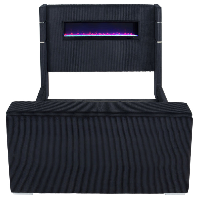 Tisdall Eastern King Flame Visualizer Wingback TV Bed Black