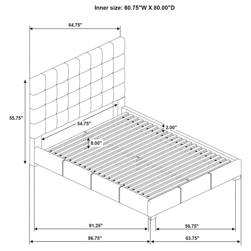 Medley Genuine Leather Queen Panel Platform Bed Tan