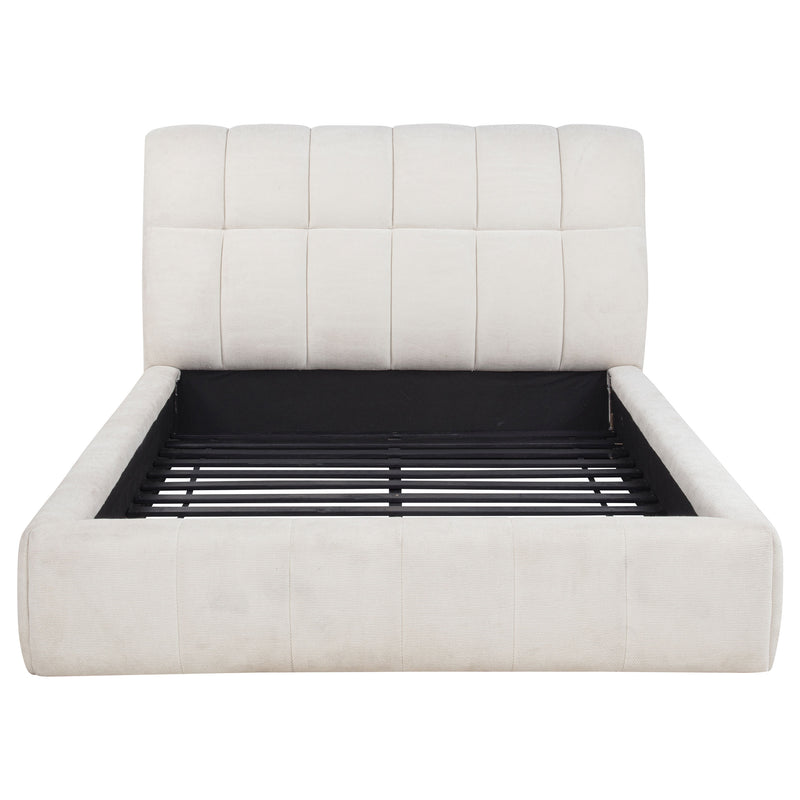 Nollet 48-inch Upholstered Queen Panel Platform Bed Cream