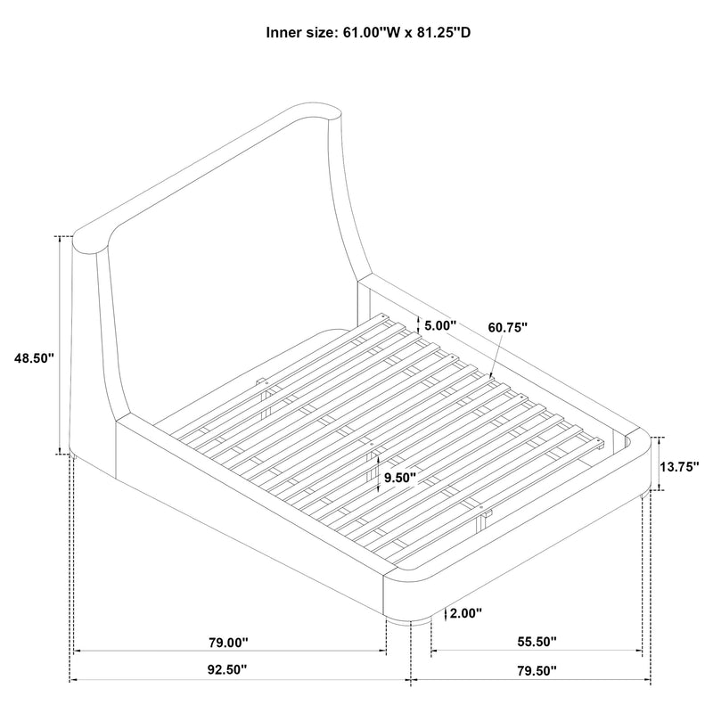 Rennes Upholstered Queen Wingback Platform Bed Grey