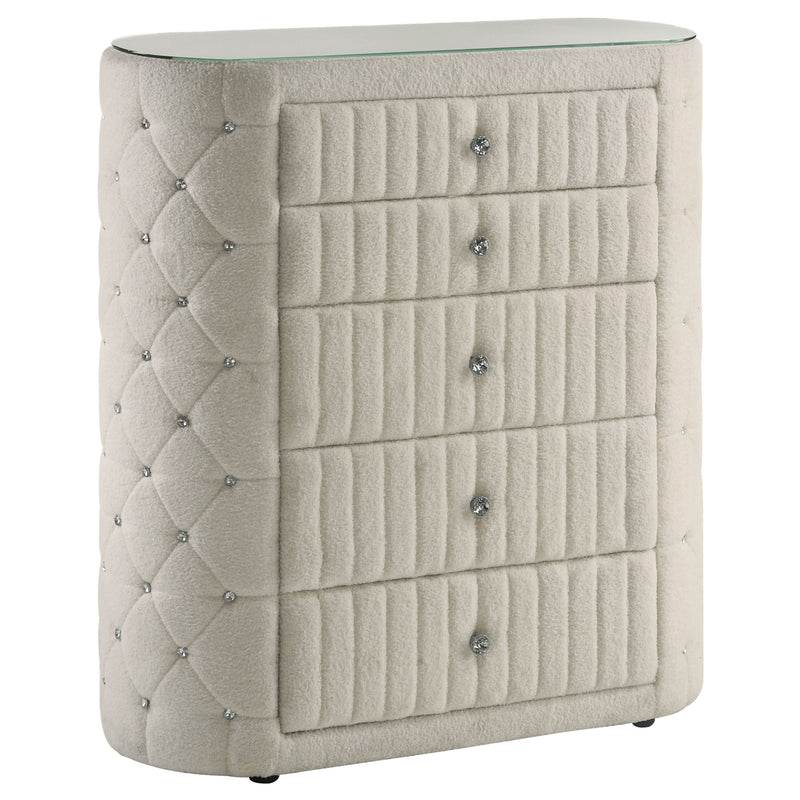 Sonya 5-piece Upholstered Eastern King Bedroom Set Ivory