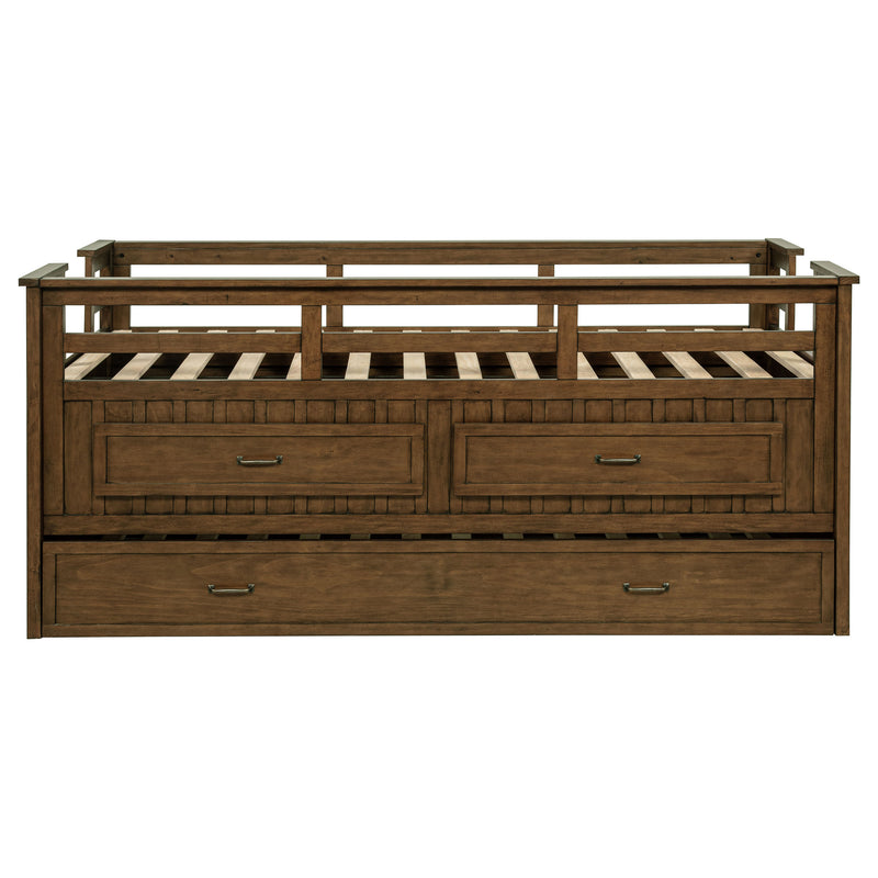 Carlsbad Wood Twin Captains Bed With Trundle Medium Brown