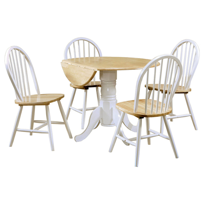 Allison 5-piece Round Drop Leaf Dining Table Set White