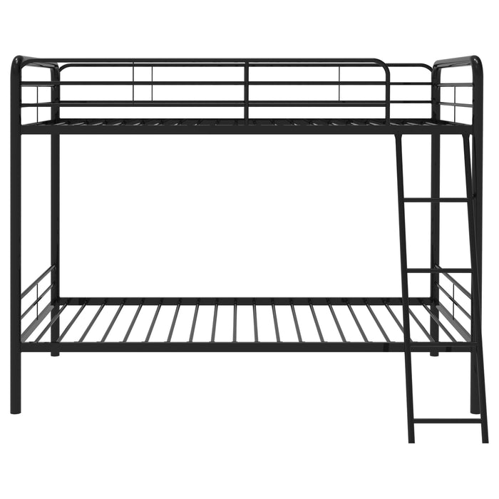 Carson Metal Twin Over Twin Bunk Bed Glossy Black