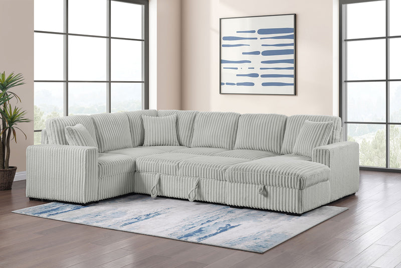 Devonshire Sleeper Sectional Sofa Storage Chaise Grey