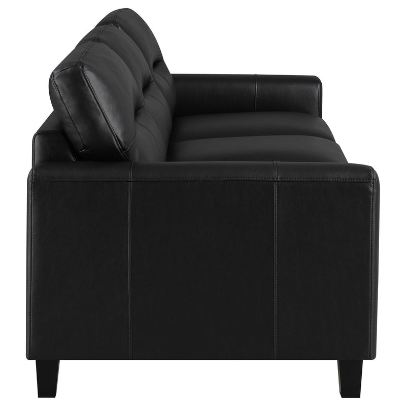 Scotland 3-piece Faux Leather Upholstered Sofa Set Black