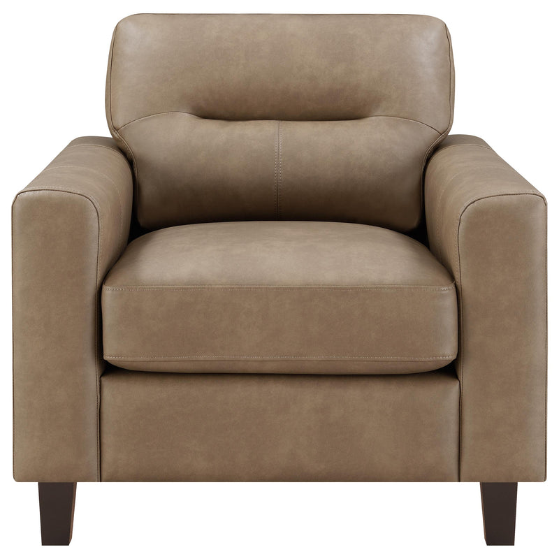 Scotland 3-piece Faux Leather Upholstered Sofa Set Brown