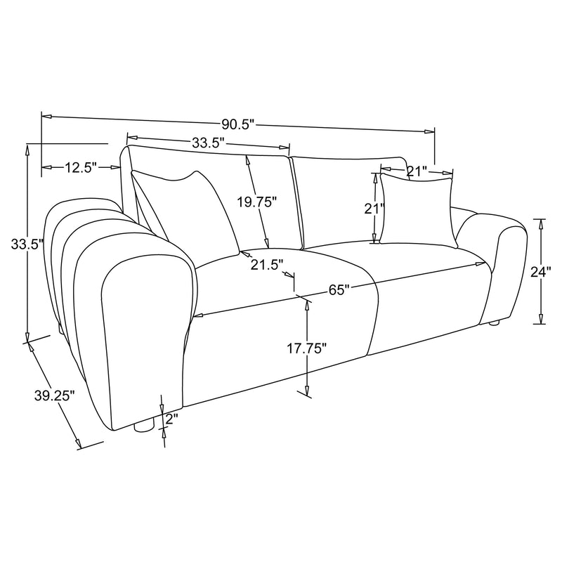 Burnett 2-piece Chenille Upholstered Sofa Set Ivory