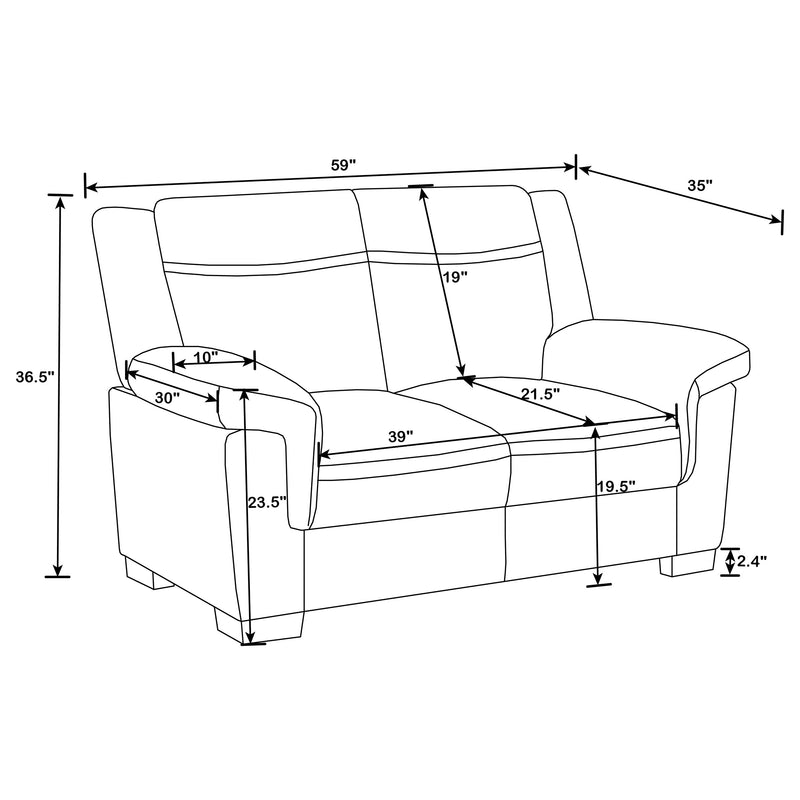 Arabella 3-piece Upholstered Padded Arm Sofa Set Grey