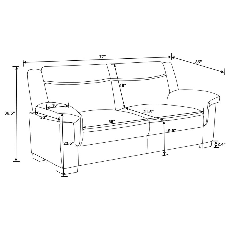 Arabella 3-piece Upholstered Padded Arm Sofa Set Grey