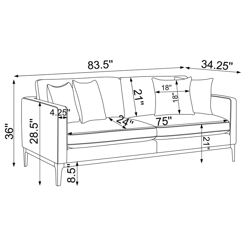 Apperson Upholstered Track Arm Sofa Light Grey