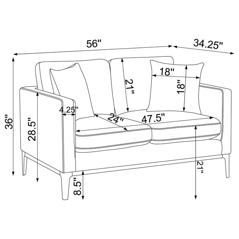 Apperson 3-piece Upholstered Track Arm Sofa Set Light Grey