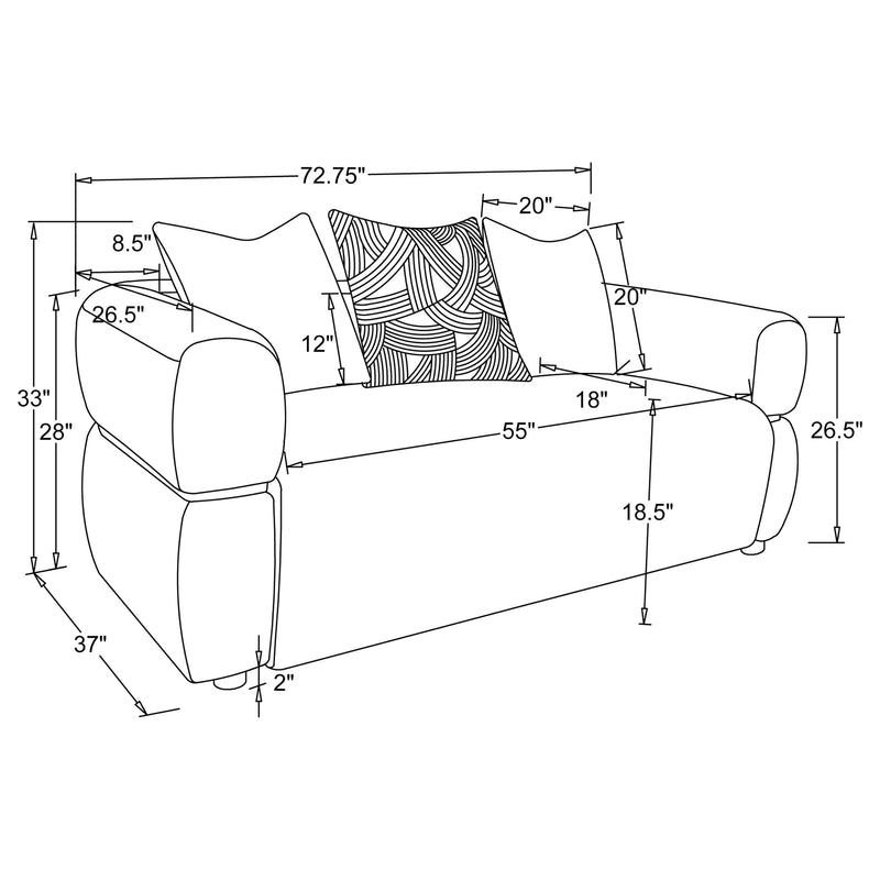 Jeanette 2-piece Fabric Upholstered Round Arm Sofa Set Beige