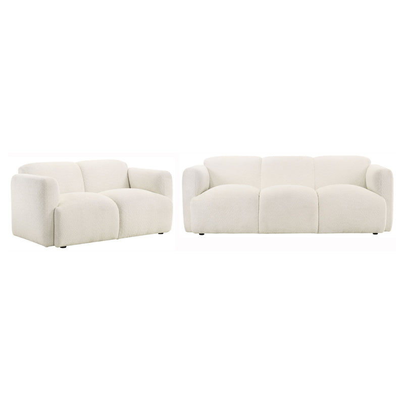 Dorset 2-piece Upholstered Round Track Arm Sofa Set White