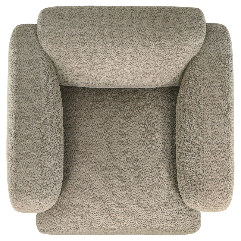 Dorset Fabric Upholstered Round Track Arm Accent Chair Brown