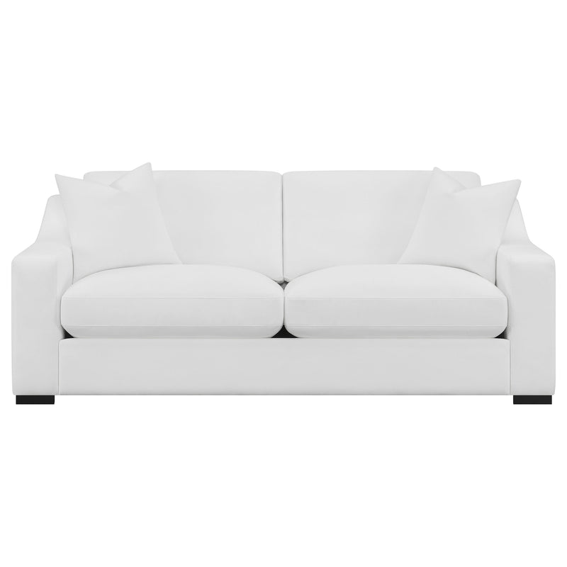 Ashlyn 2-piece Upholstered Sloped Arm Sofa Set White