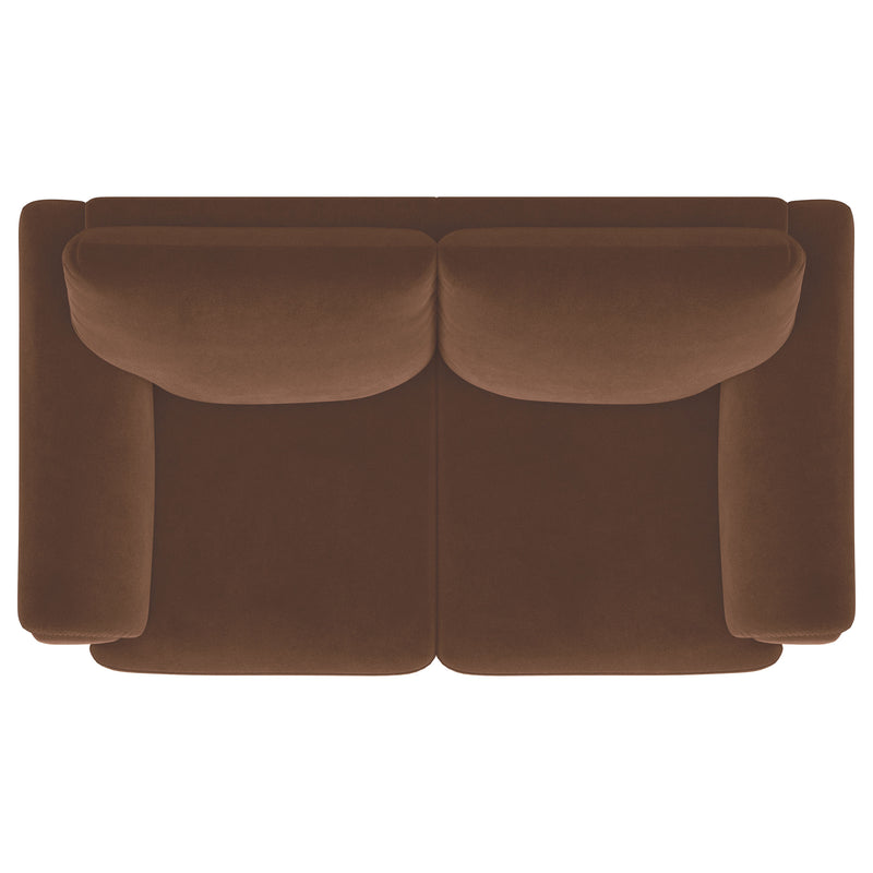 Selma Velvet Upholstered Crescent Arm Loveseat Rust