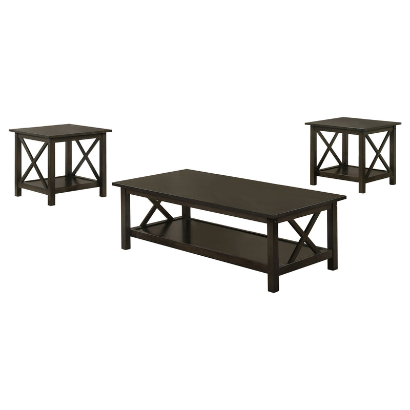 Rachelle 3-piece Rectangular Coffee Table Set Deep Merlot