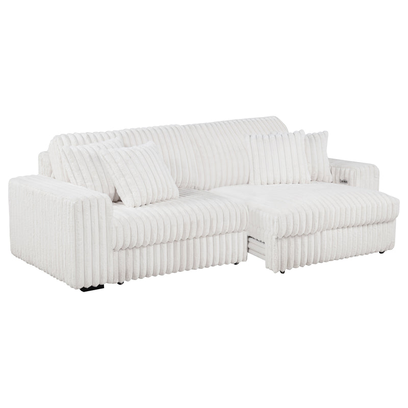 Jacana Corduroy Upholstered Dual Power Chaise Sofa Ivory