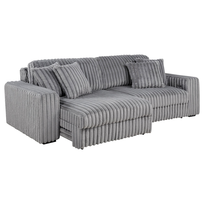 Jacana Corduroy Upholstered Dual Power Chaise Sofa Grey