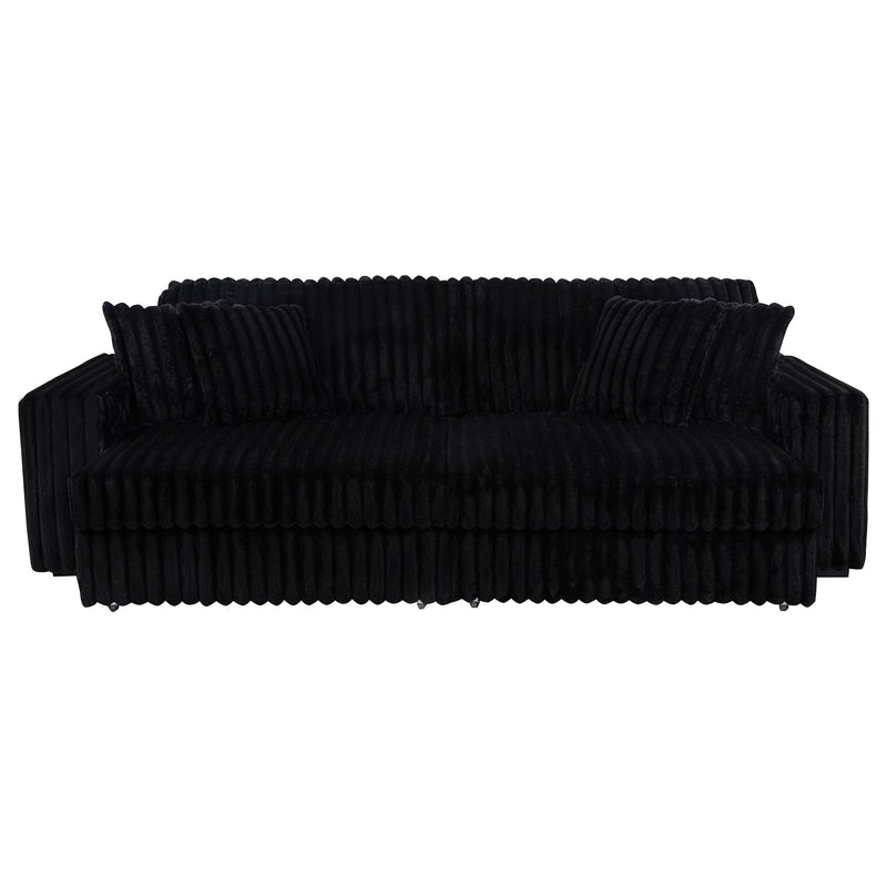 Jacana Corduroy Upholstered Dual Power Chaise Sofa Black
