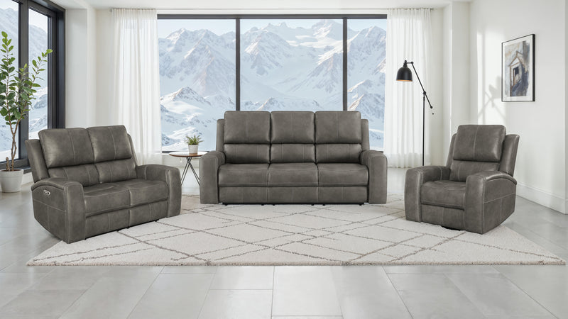 Brickston Triple Power Reclining Sofa Charcoal