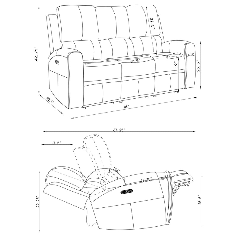 Brickston 3-piece Triple Power Reclining Sofa Set Charcoal