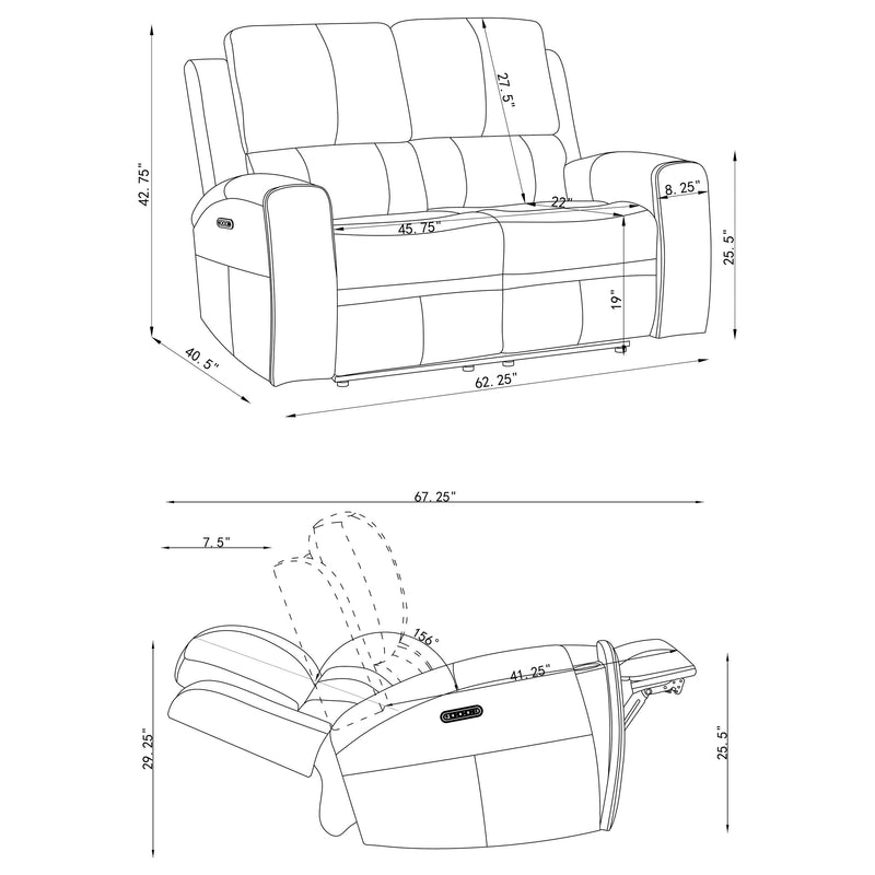 Brickston Triple Power Reclining Loveseat Charcoal
