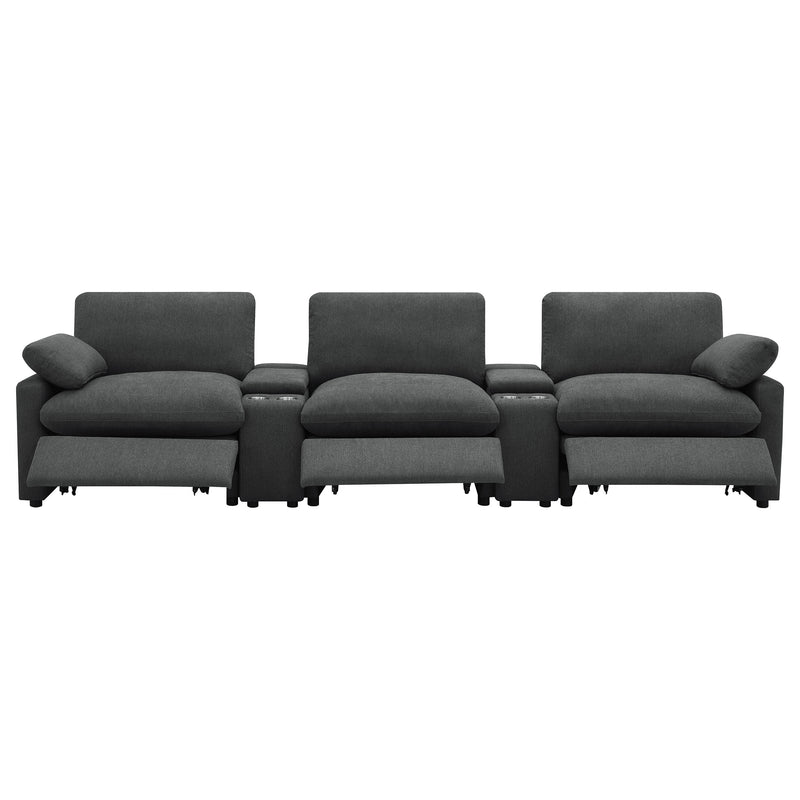 Collins 5-Piece Power Reclining Home Theater Seating Dark Grey