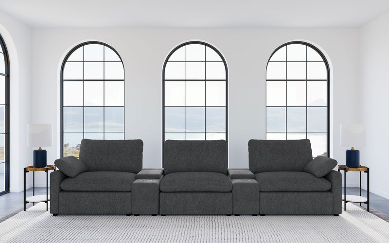 Collins 5-Piece Power Reclining Home Theater Seating Dark Grey