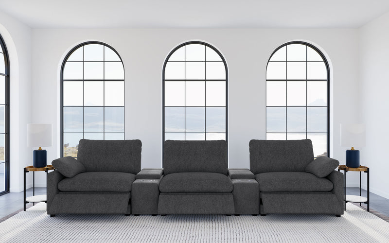 Collins 5-Piece Power Reclining Home Theater Seating Dark Grey