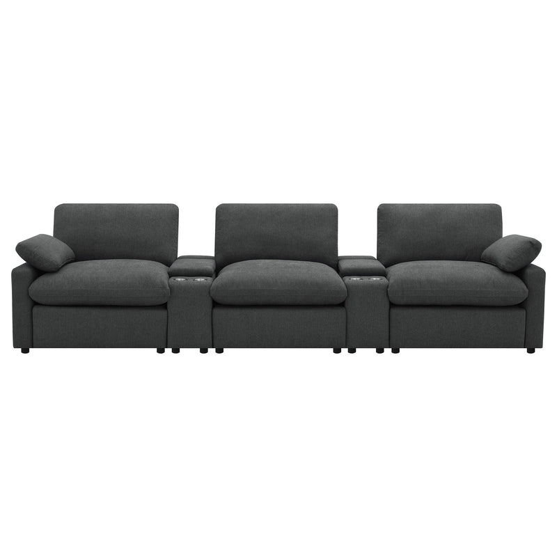 Collins 5-Piece Power Reclining Home Theater Seating Dark Grey