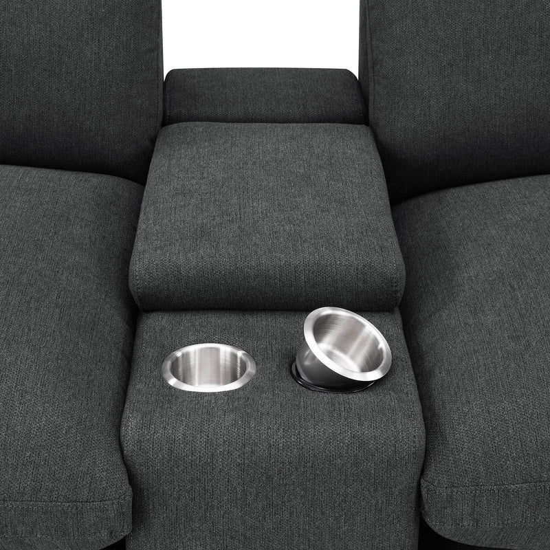 Collins 5-Piece Power Reclining Home Theater Seating Dark Grey