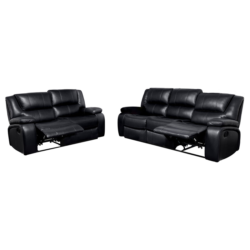 Camila 2-piece Upholstered Reclining Sofa Set Black