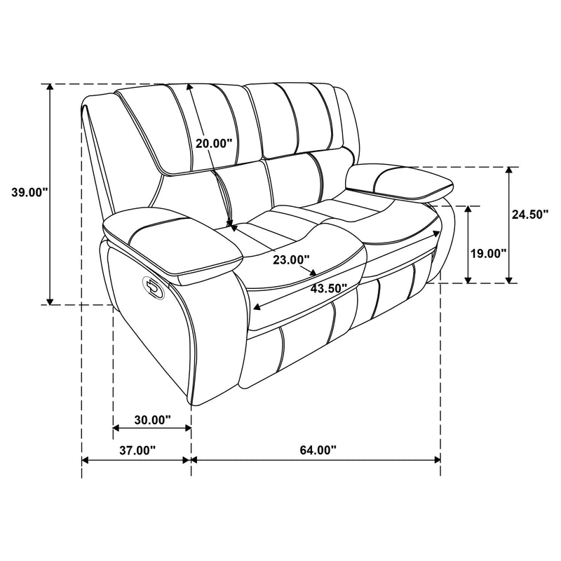 Camila 3-piece Upholstered Reclining Sofa Set Black