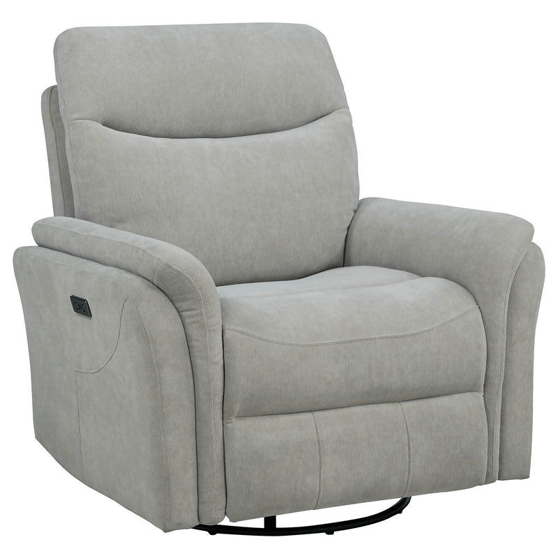 Adler Upholstered Power Swivel Glider Recliner Greige
