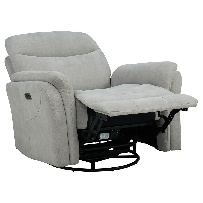 Adler Upholstered Power Swivel Glider Recliner Greige