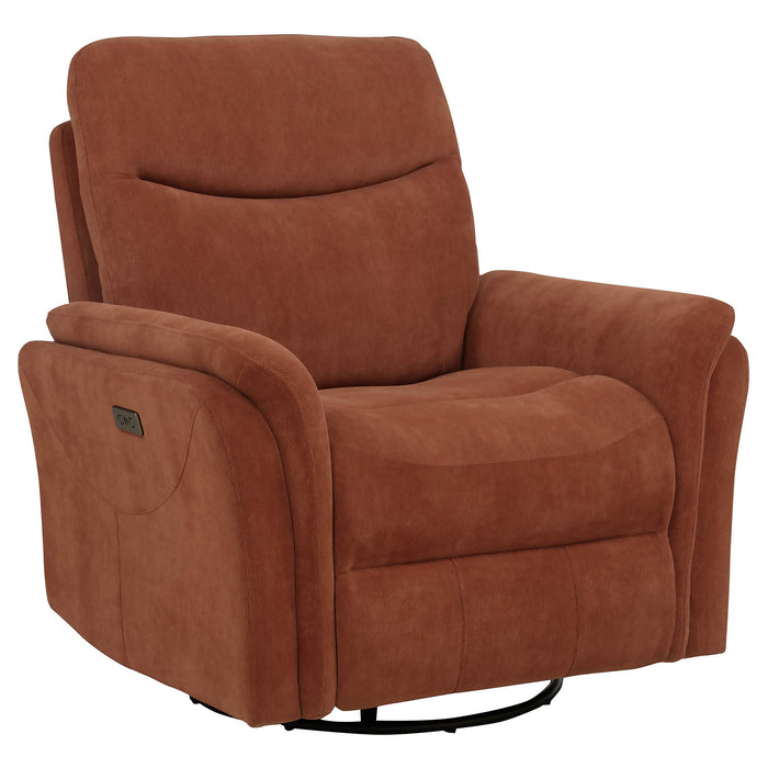 Adler Upholstered Power Swivel Glider Recliner Rust