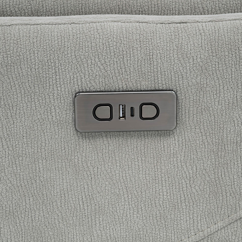 Adler Upholstered Power Swivel Glider Recliner Greige