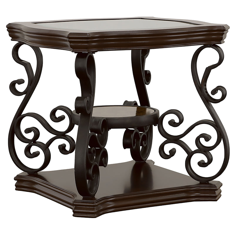 Laney 1-shelf Glass Top Square End Table Deep Merlot