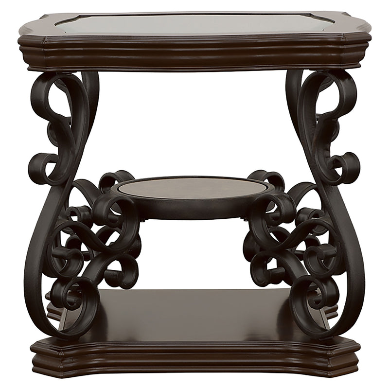 Laney 1-shelf Glass Top Square End Table Deep Merlot
