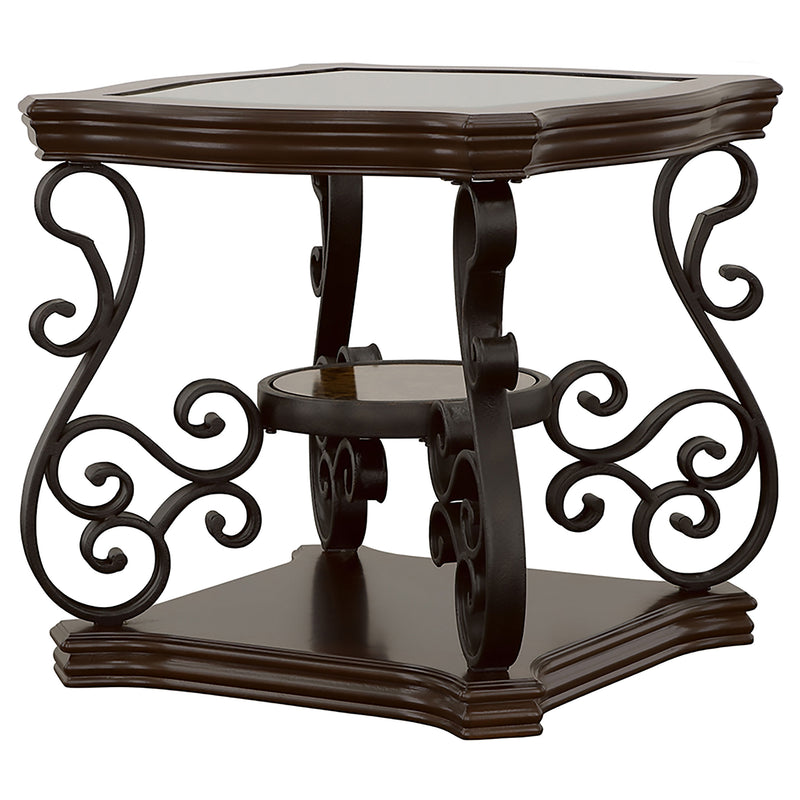 Laney 1-shelf Glass Top Square End Table Deep Merlot