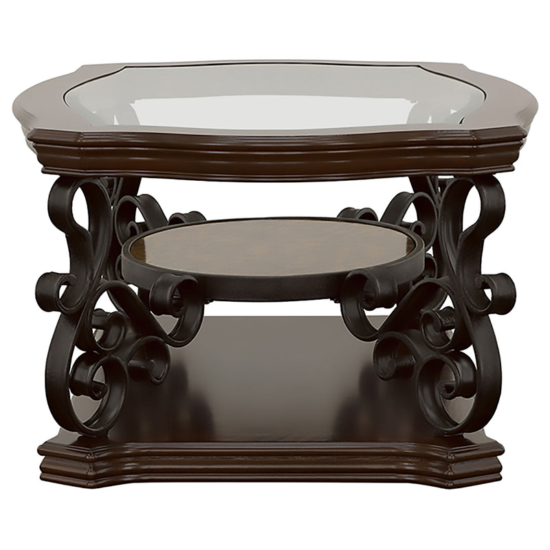 Laney 1-shelf Glass Top Rectangular Coffee Table Deep Merlot