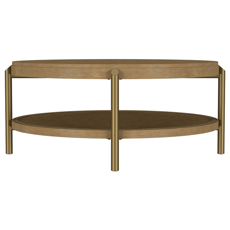 Arini Round Coffee Table With Storage Shelf Sand Wash