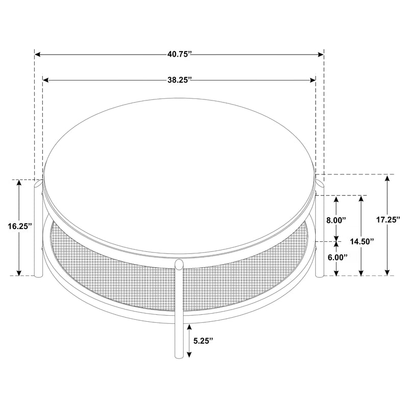 Arini Round Coffee Table With Storage Shelf Sand Wash