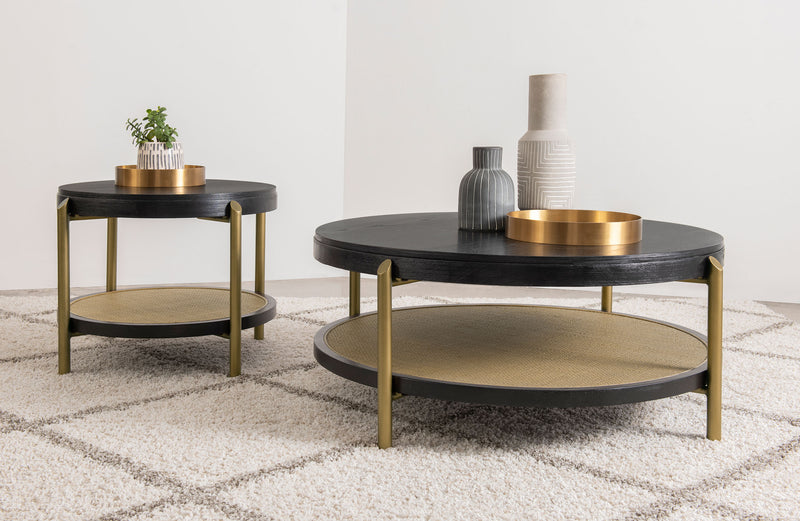 Arini 2-piece Round Coffee and End Table Set Black