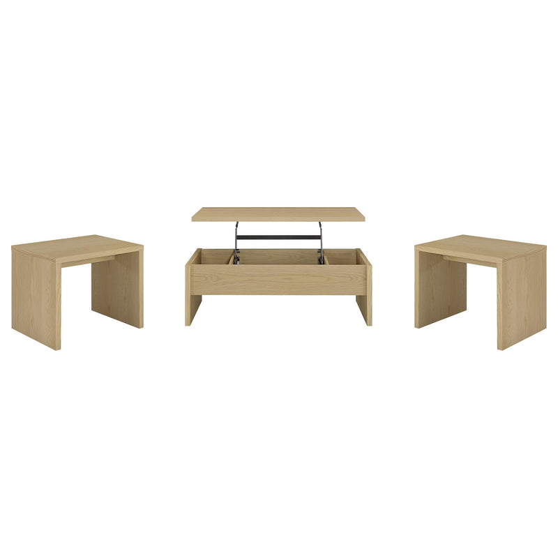 Canoga 3-piece Lift Top Cocktail Coffee Table Set Light Oak