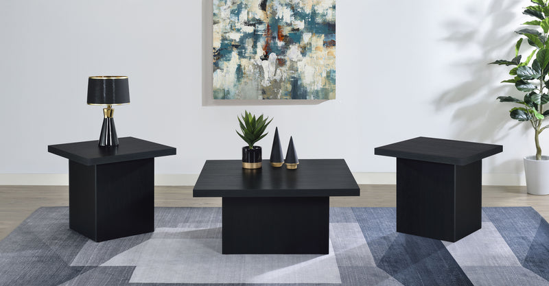 Devar 3-piece Square Cocktail Coffee End Table Set Black